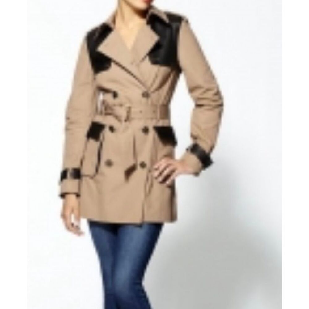 Rebecca Minkoff lambs leather tan trench coat size M